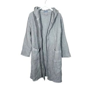 Onsen Hooded Waffle Robe in Cinder Grey Size Small Supima Cotton Unisex No Belt